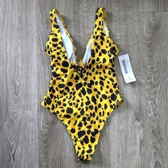BLUSH Mark Yellow Leopard Print One Piece Swimsuit | brand new with tags - Picture 4 of 5